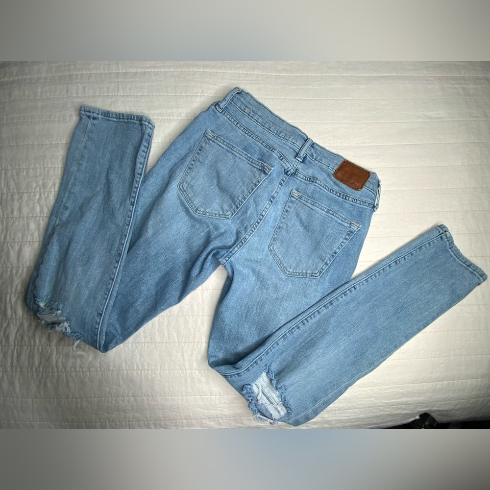 Abercrombie Fitch Langdon Slim Stretch Distressed Light Wash Jeans Mens 28x30 - Picture 7 of 8